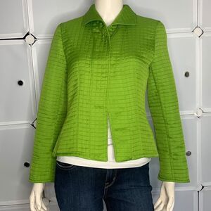 Harve Bernard Vintage Lime Green Quilted Open Front Jacket Size 4